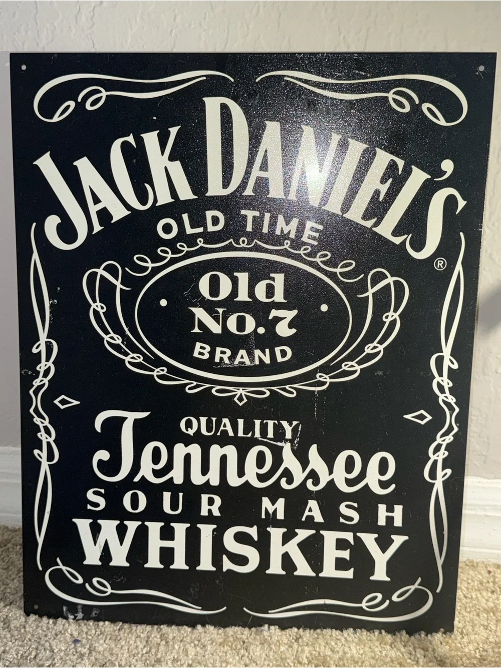 Jack Daniel’s Old No. 7 Tennessee Whiskey Metal Tin Sign 16” x 12” Bar Decor